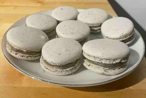 A plate of homemade macarons